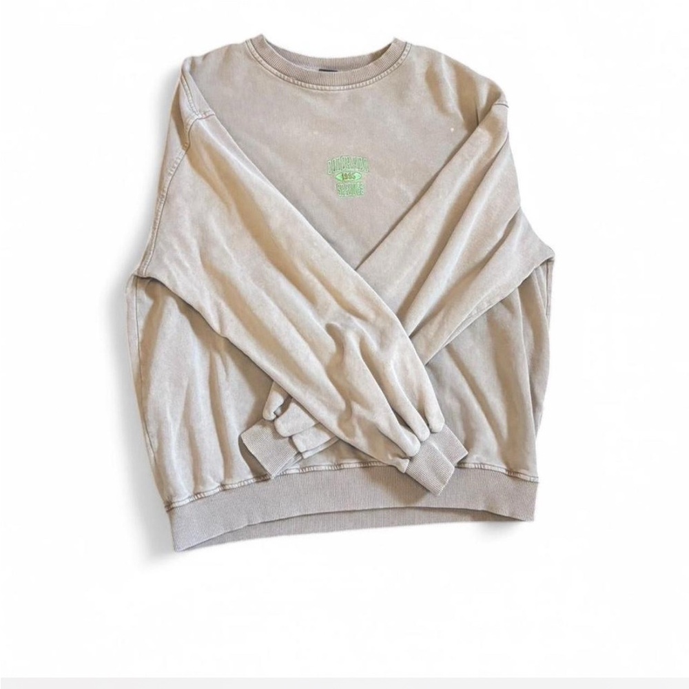 Urban Outfitters Tan Crewneck Sweater with Ribbed Details